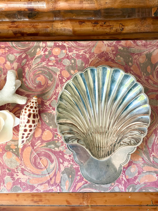 Vintage Silver Plate Footed Shell Dish