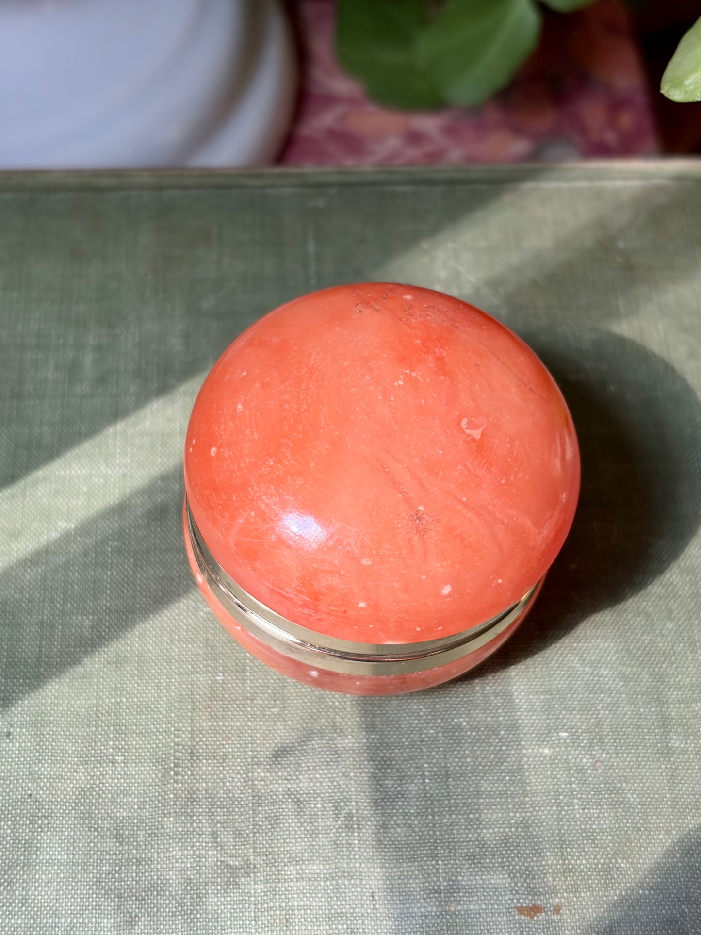 Vintage Coral Alabaster Box