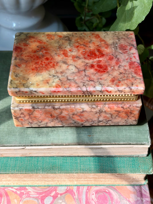 Vintage Red & Gray Alabaster Box