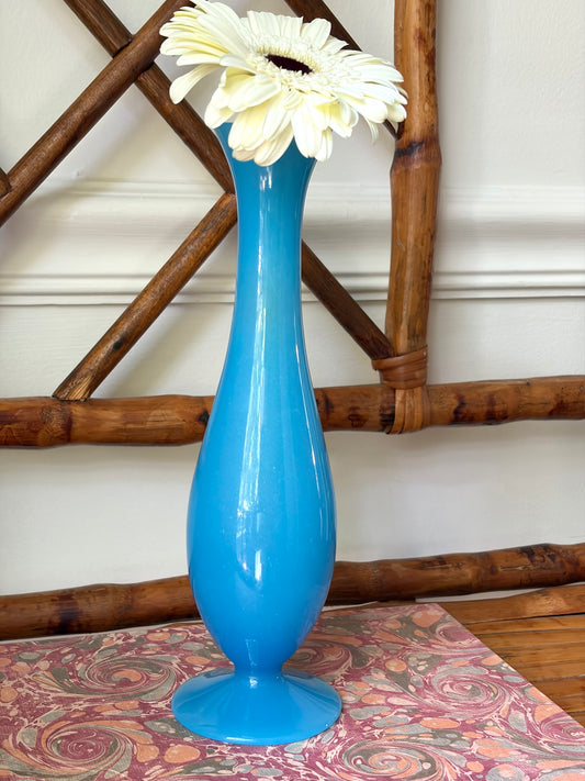 Vintage Blue Opaline Bud Vase