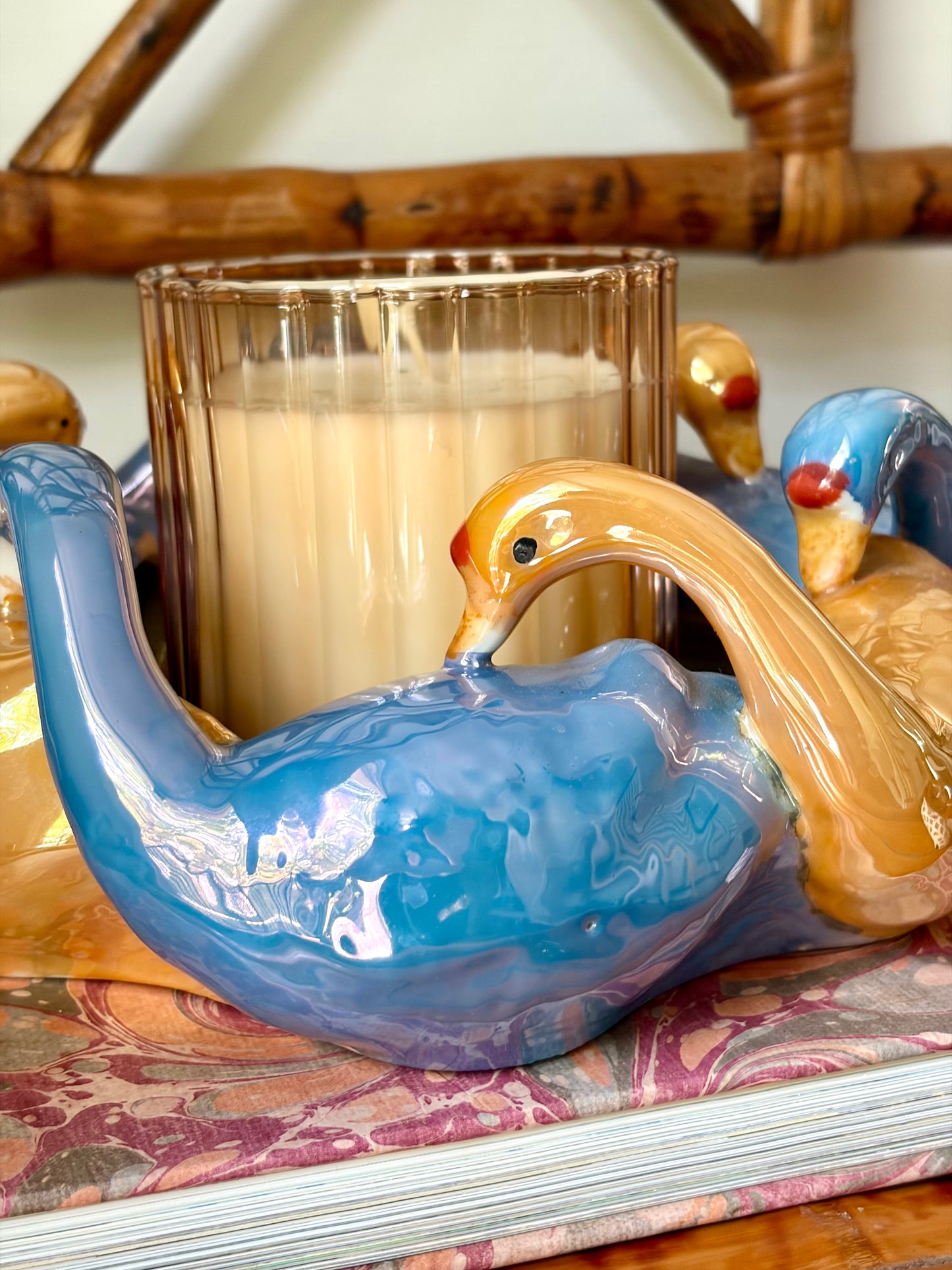 Vintage Interlocking Swan Lusterware Dish