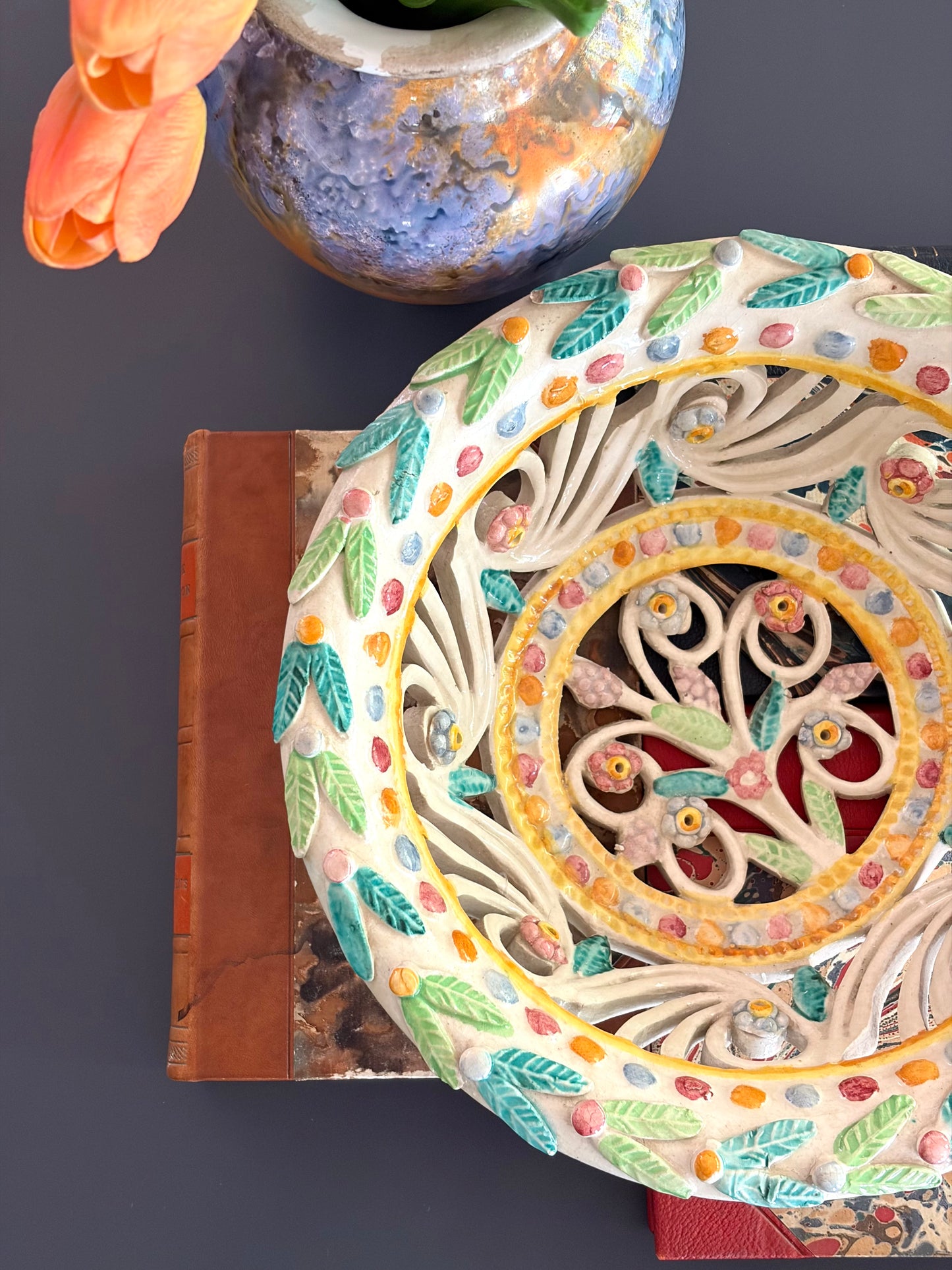 Vintage Italian Openwork Pottery Bowl