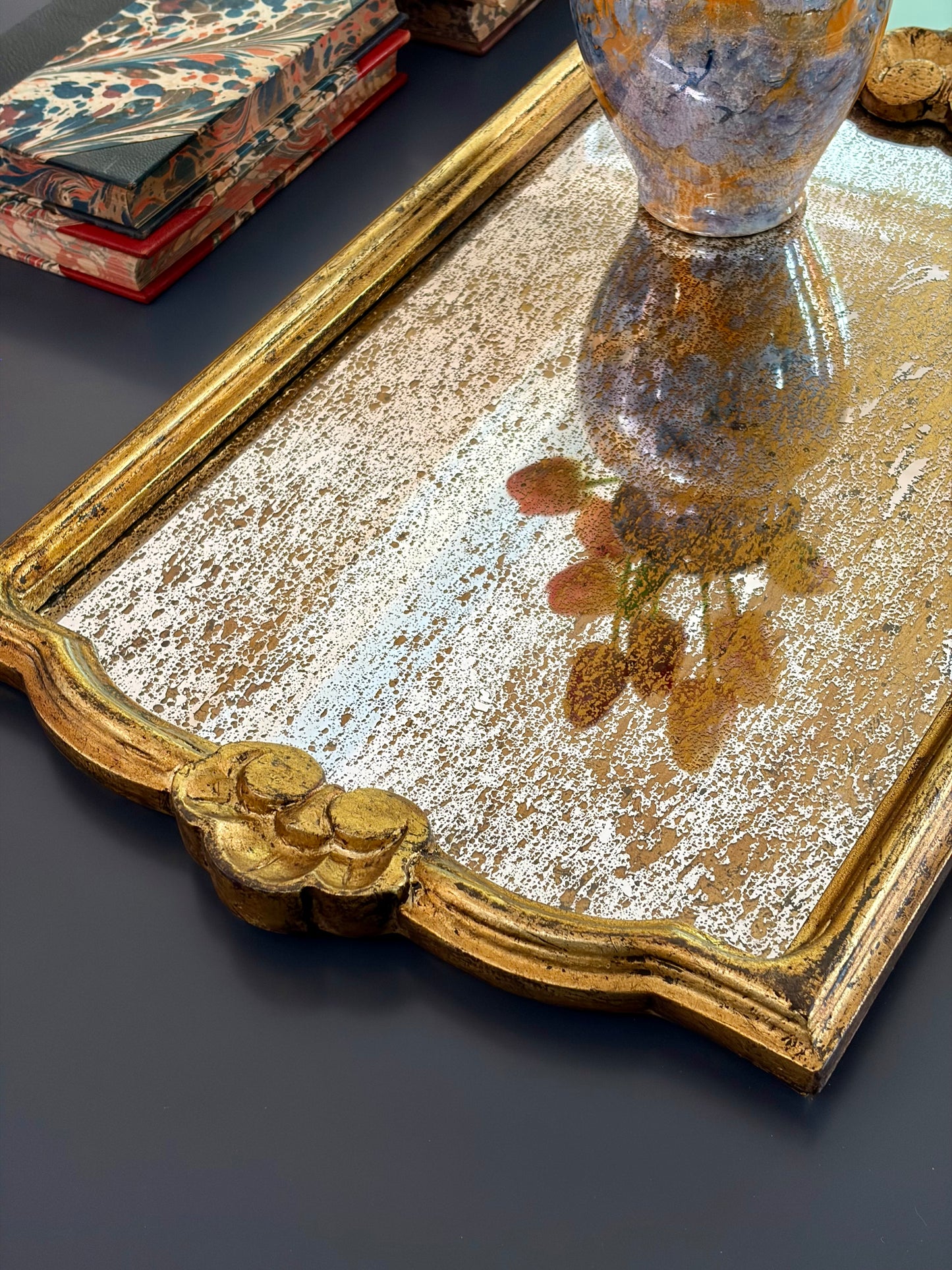 Vintage Florentine Style Mirrored Tray