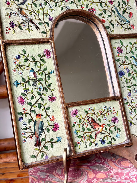 Vintage Reverse Painted Glass Mirror