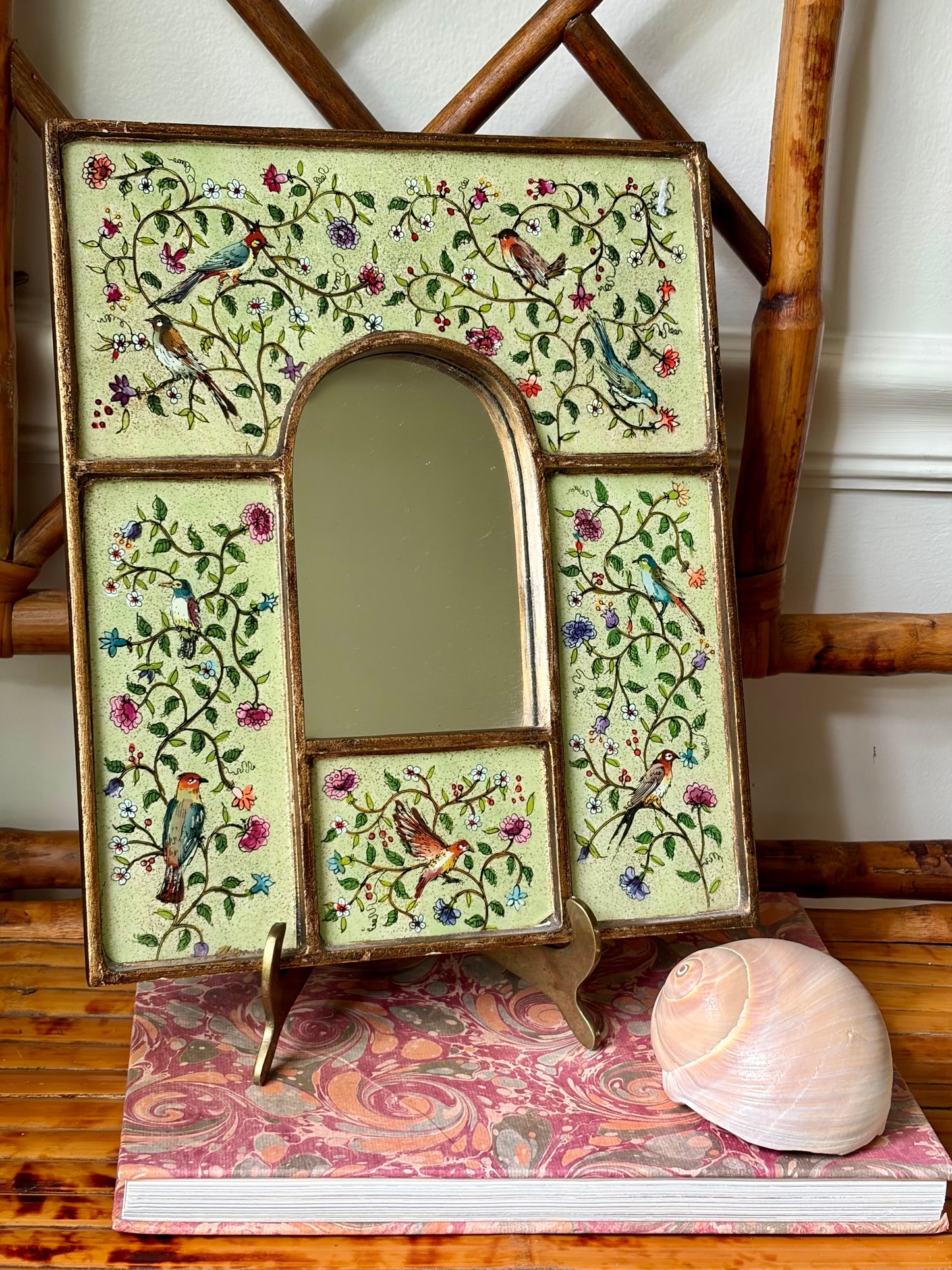 Vintage Reverse Painted Glass Mirror