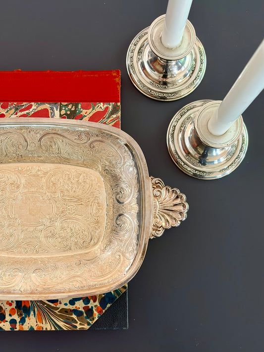 Antique Baker & Ellis Etched Silverplate Tray