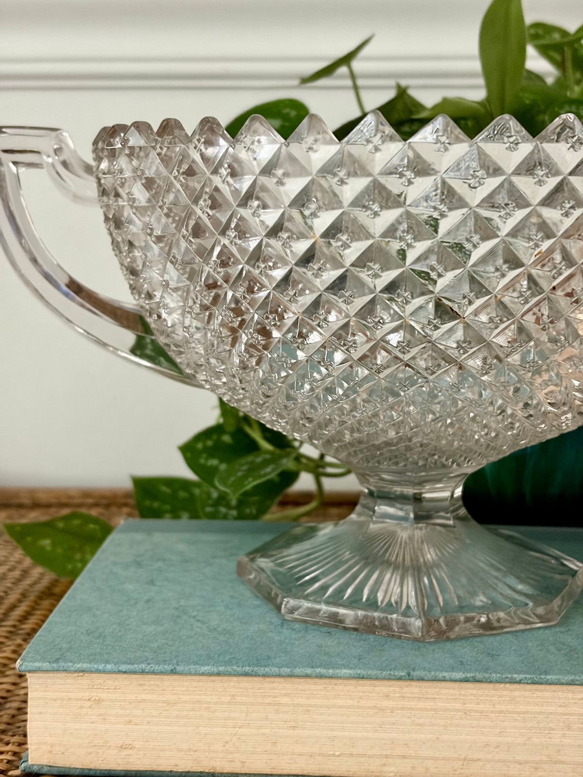 Vintage Cut Glass Pedestal Bowl