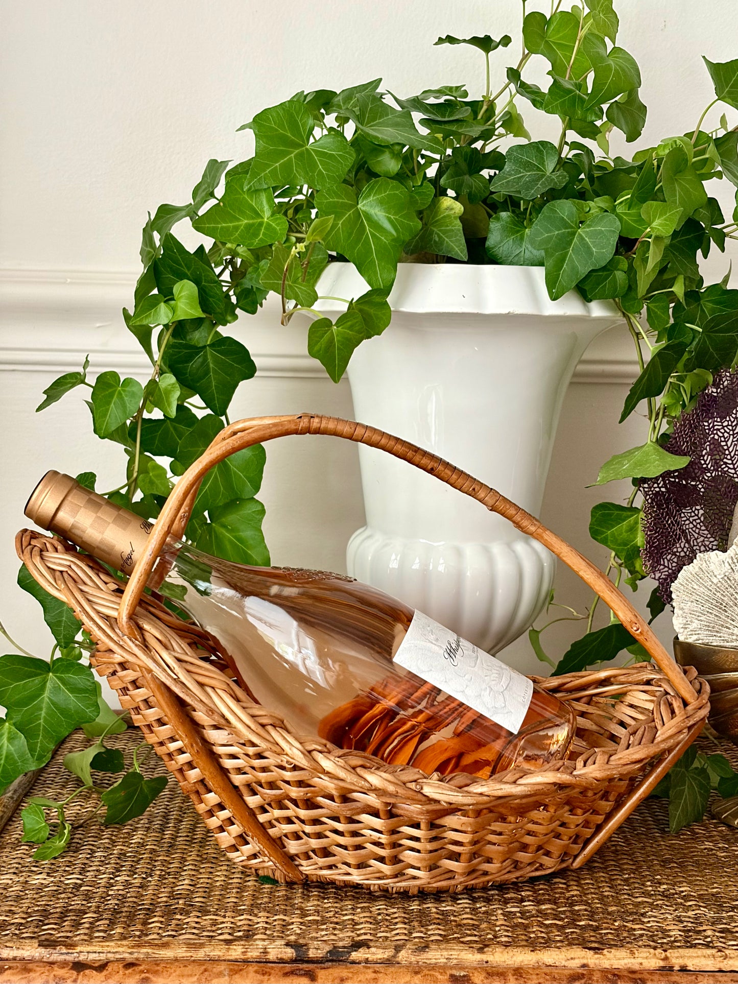 Vintage Wicker Wine Basket