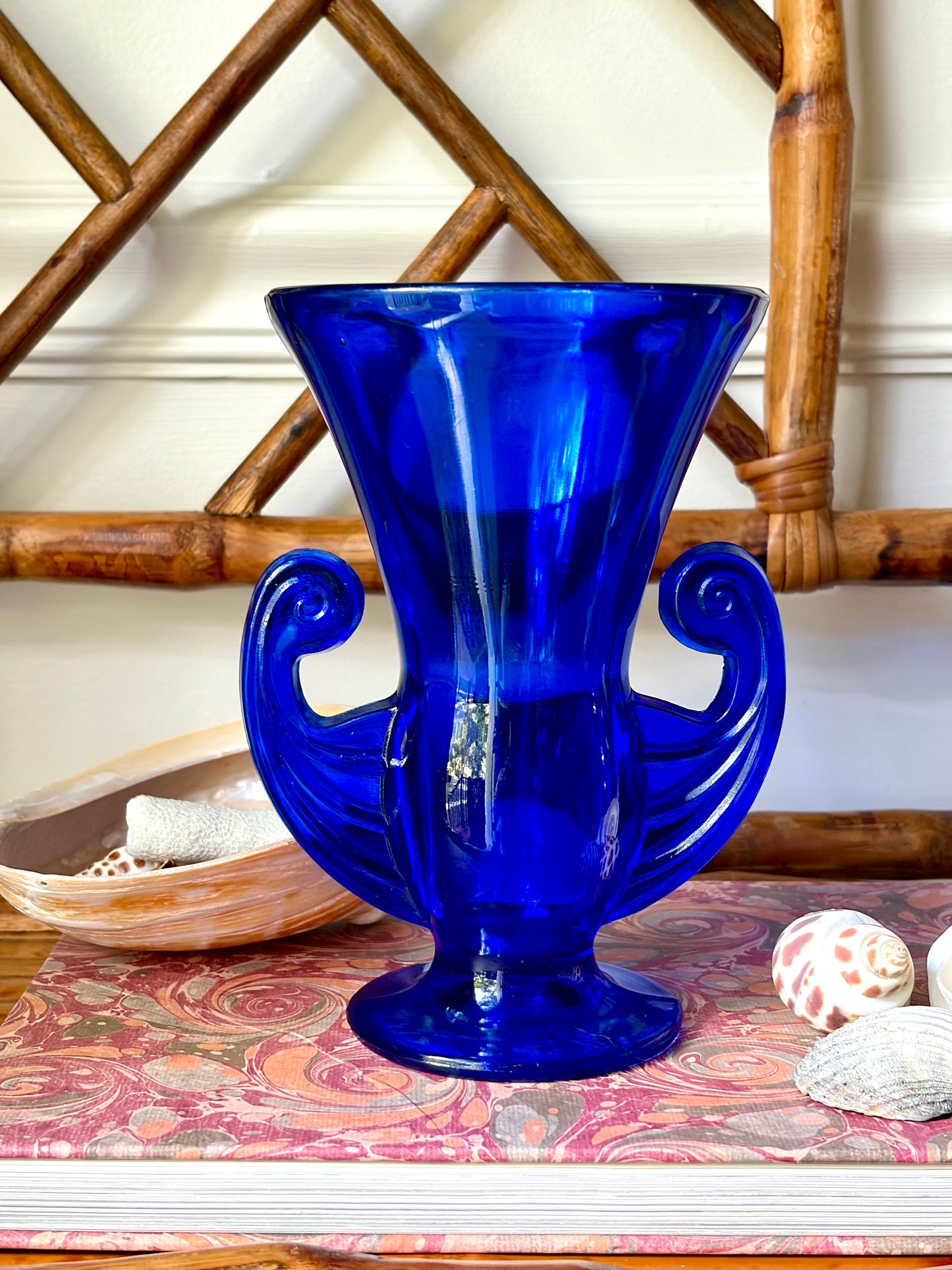 Vintage Cobalt Blue Art Glass Vase