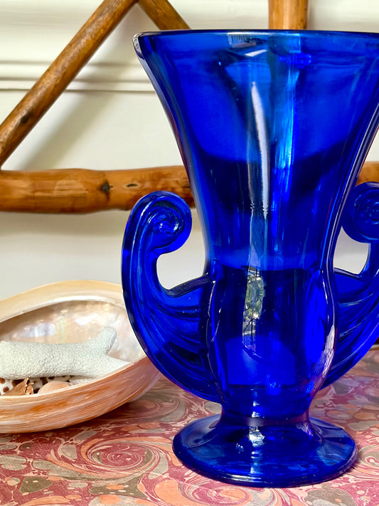 Vintage Cobalt Blue Art Glass Vase