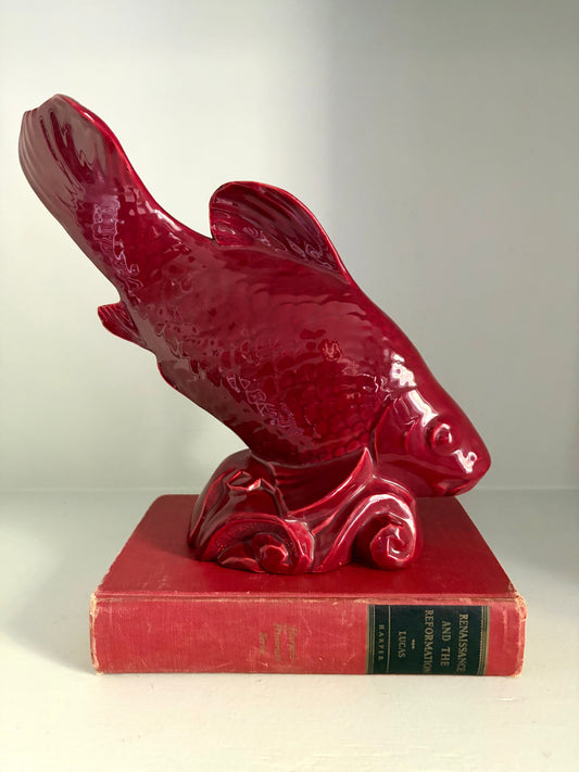 Antique French Majolica Fish Statue