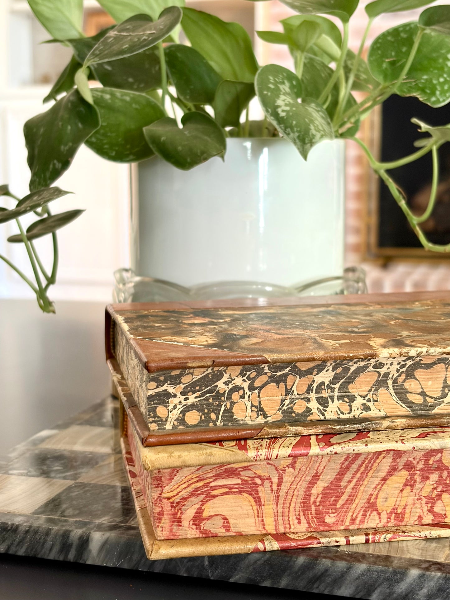 Pair of Vintage Marbled Books