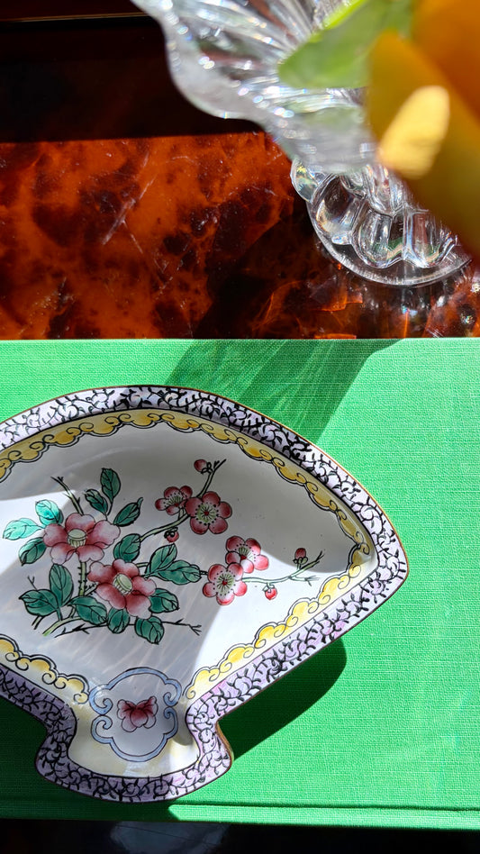 Vintage Enamel Fan Dish