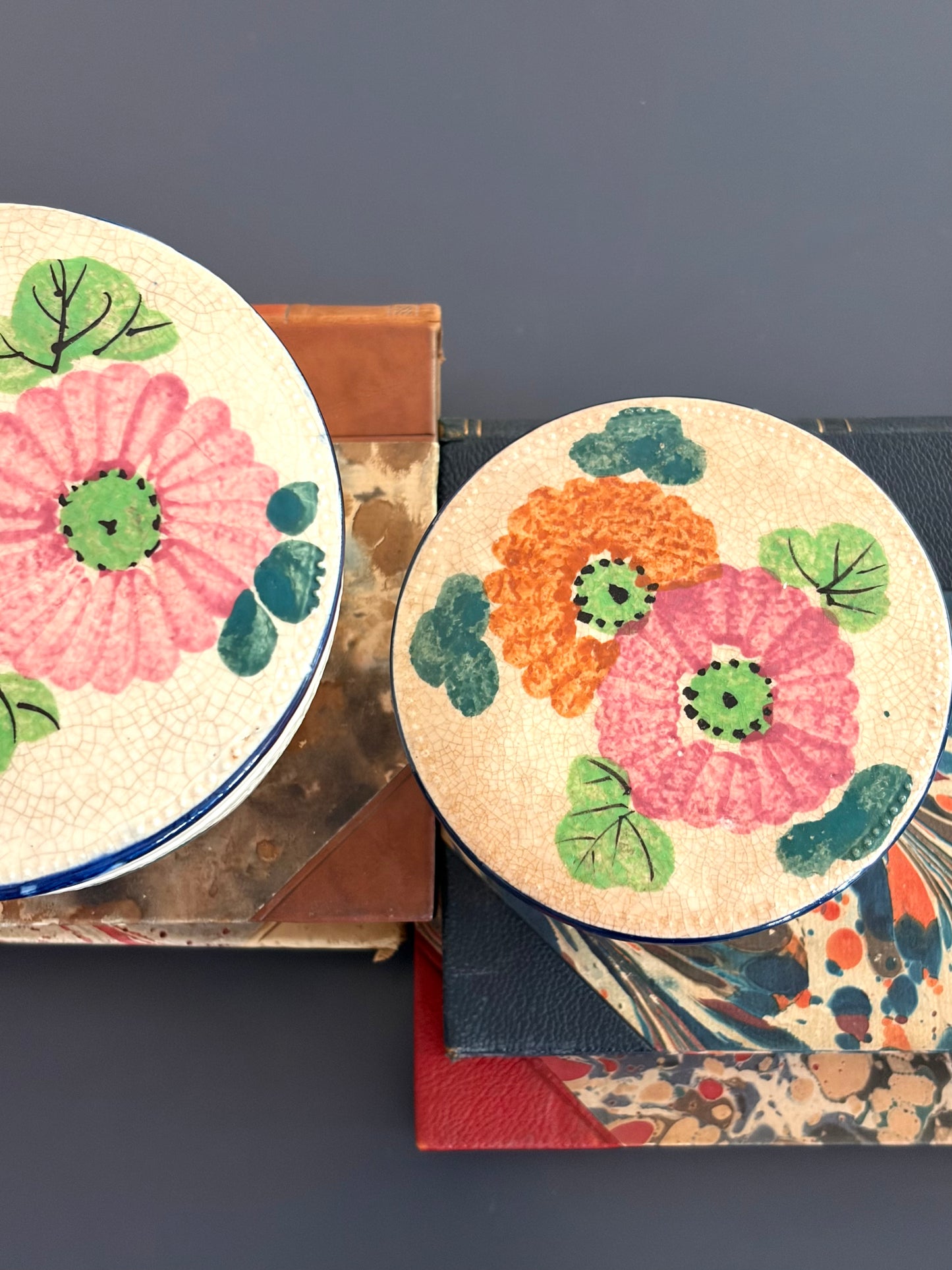 Pair of Vintage Majolica Canisters