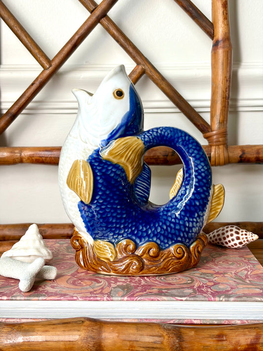 Vintage Majolica Gurgle Fish Pitcher