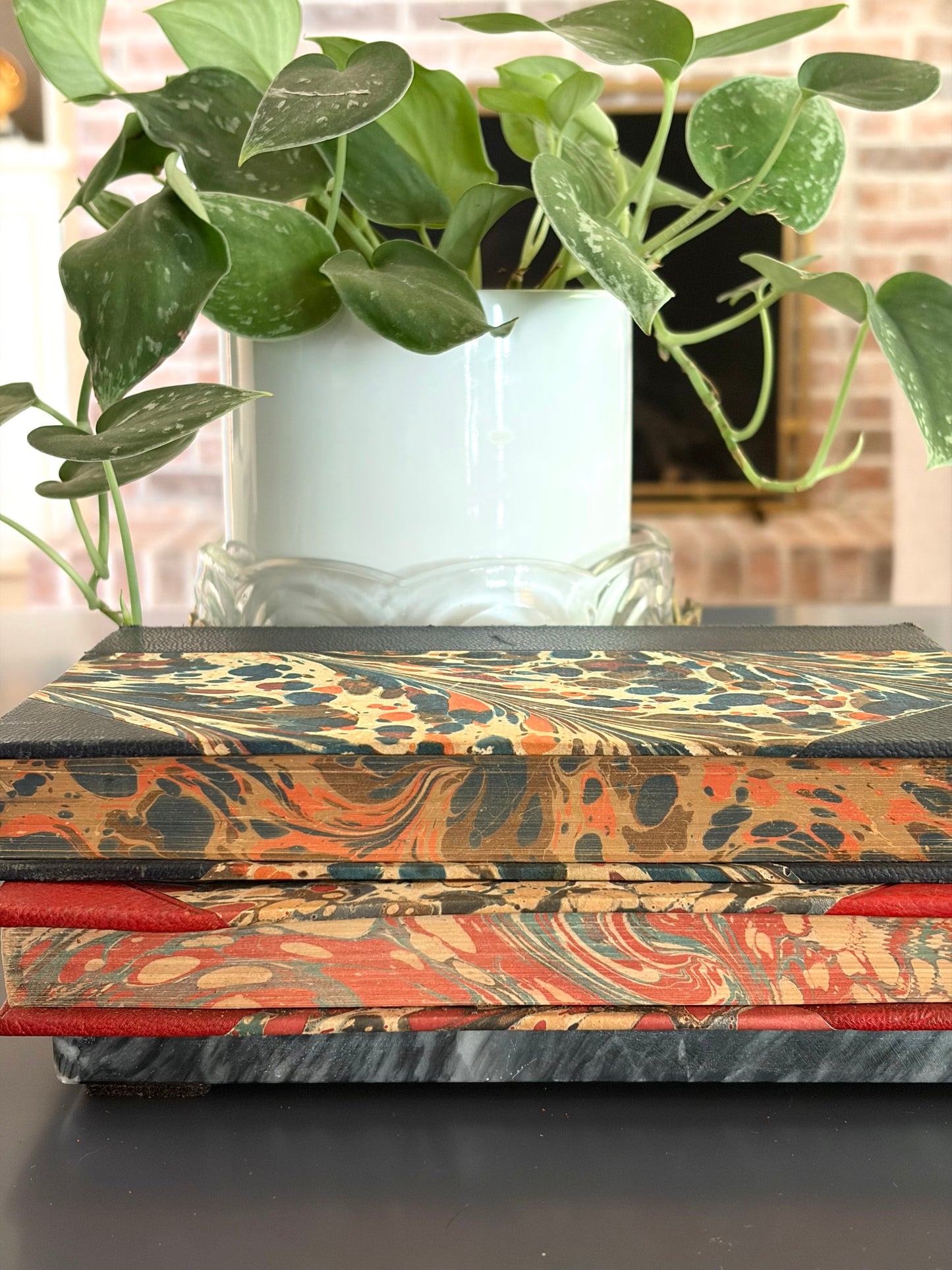 Pair of Vintage Marbled Books