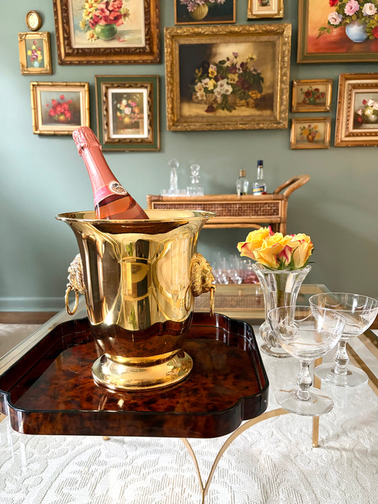 Vintage Hollywood Regency Lion’s Head Champagne Bucket