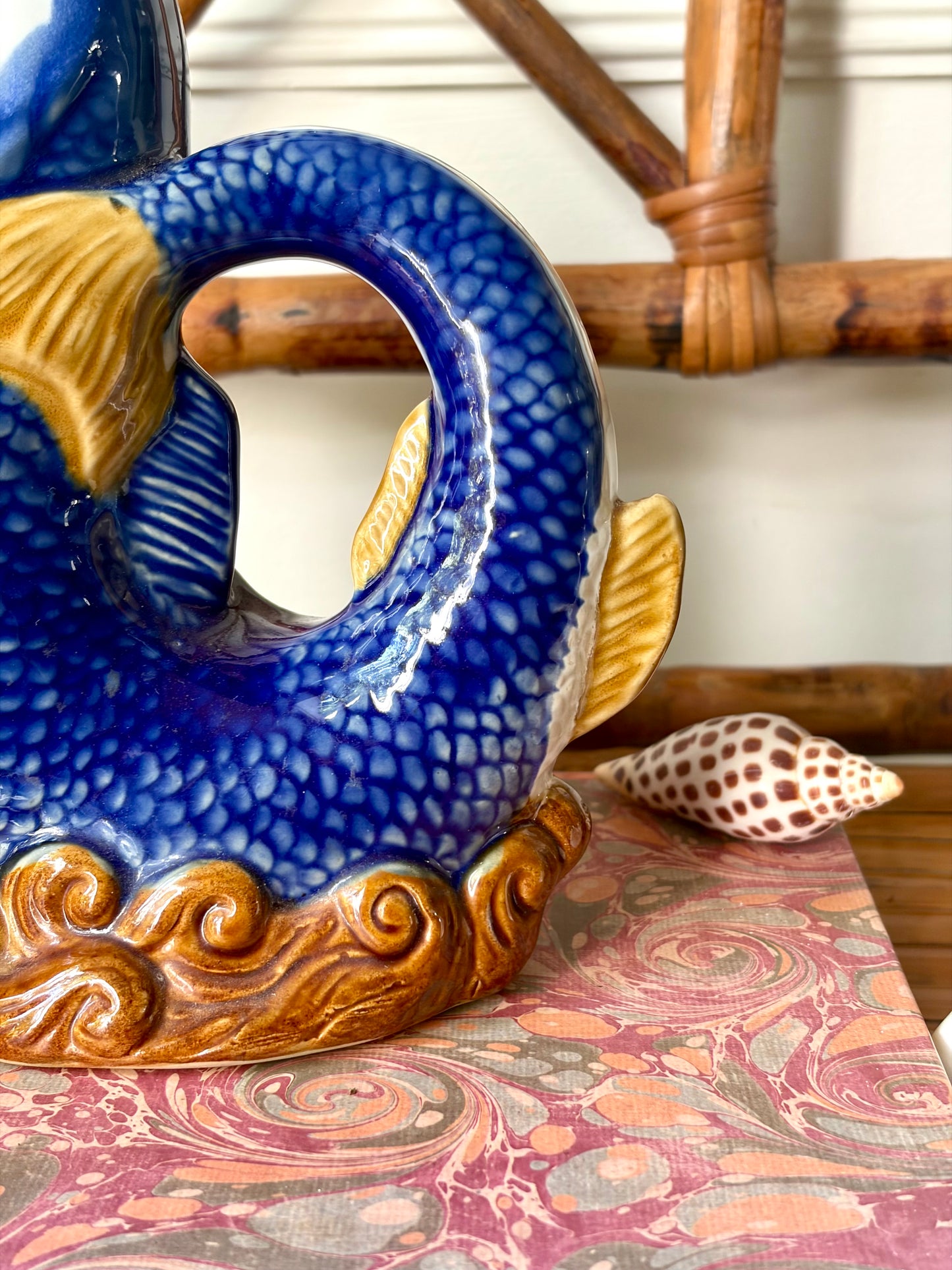 Vintage Majolica Gurgle Fish Pitcher