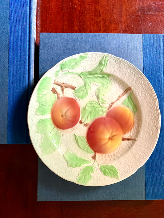 Antique French Majolica Peach Plate