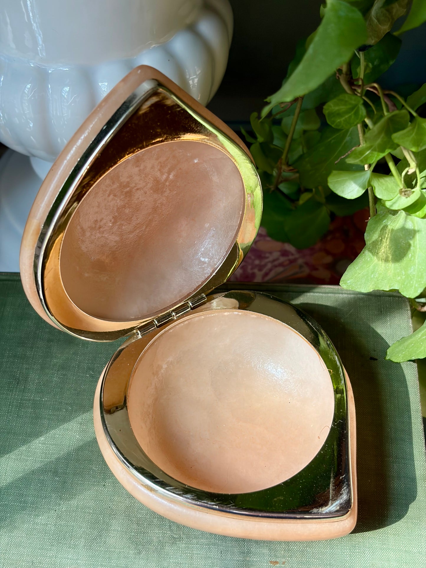 Vintage Pale Peach Alabaster Box