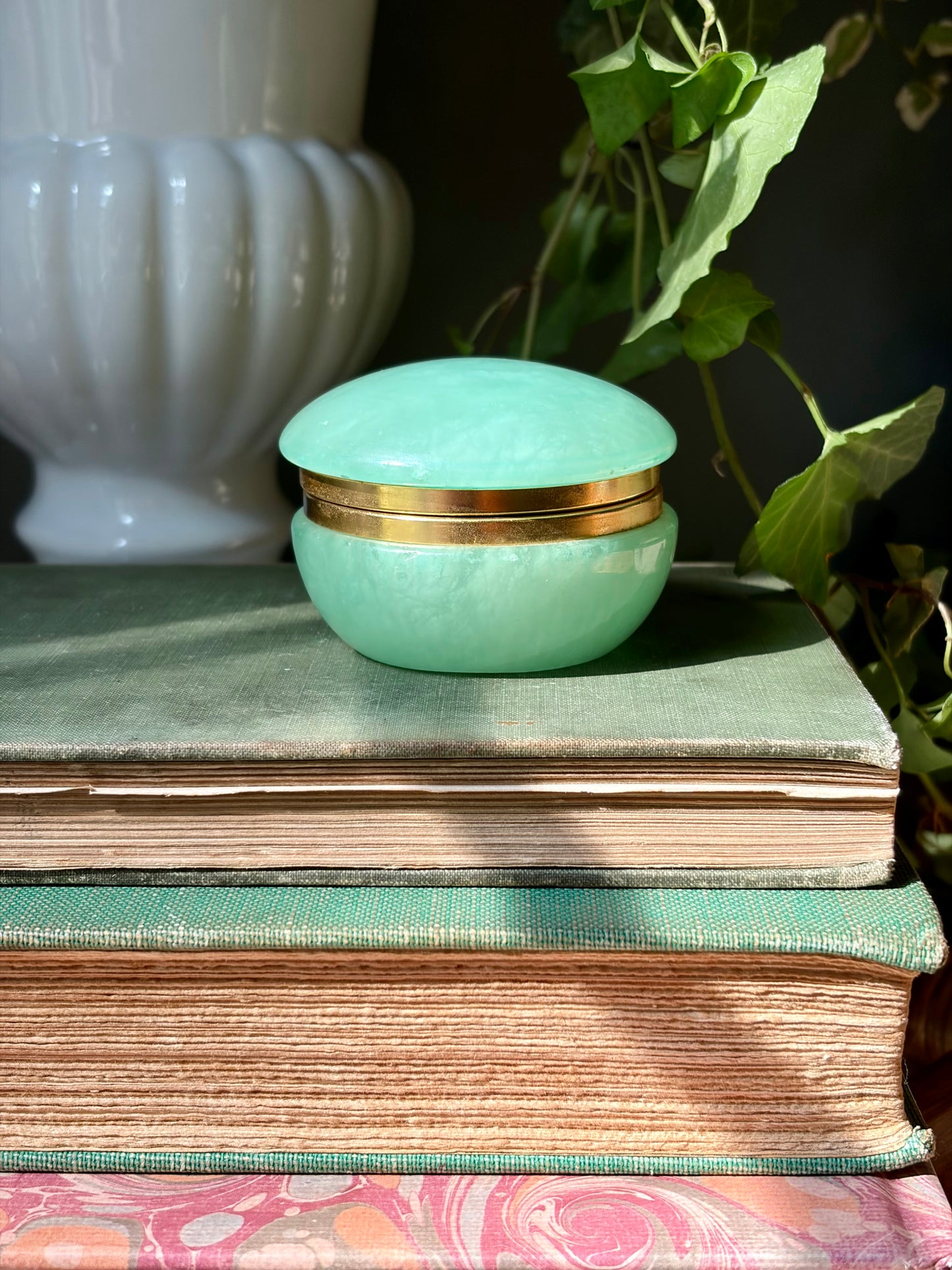 Vintage Aqua Italian Alabaster Box