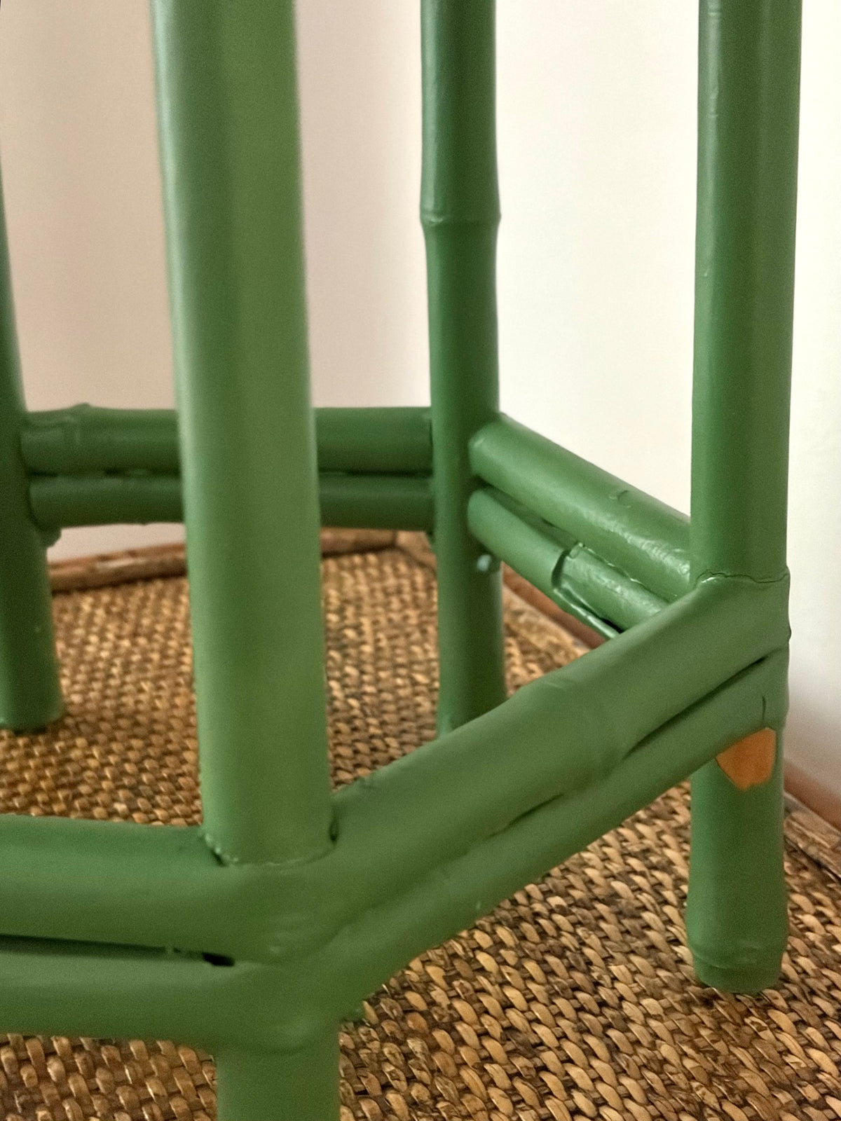 Vintage Green Painted Faux Bamboo Stand
