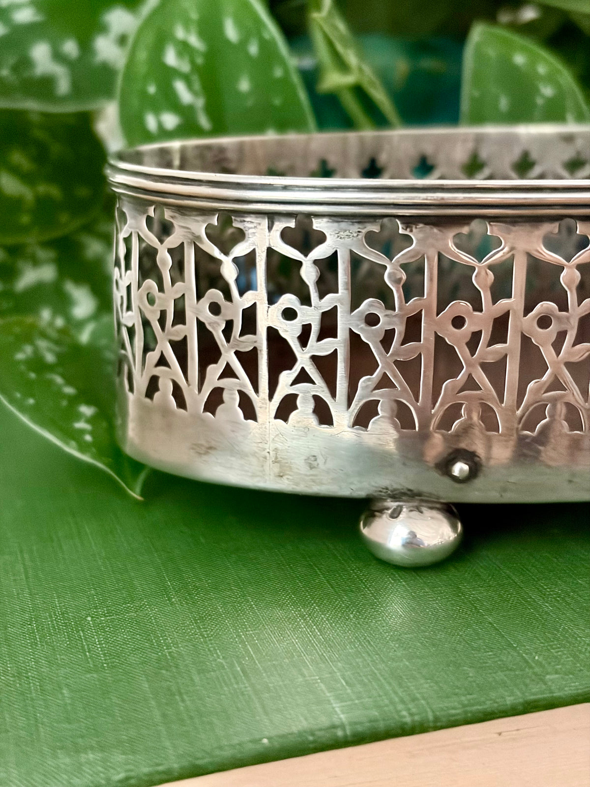Antique Sterling Silver and Mahogany Gallery Tray