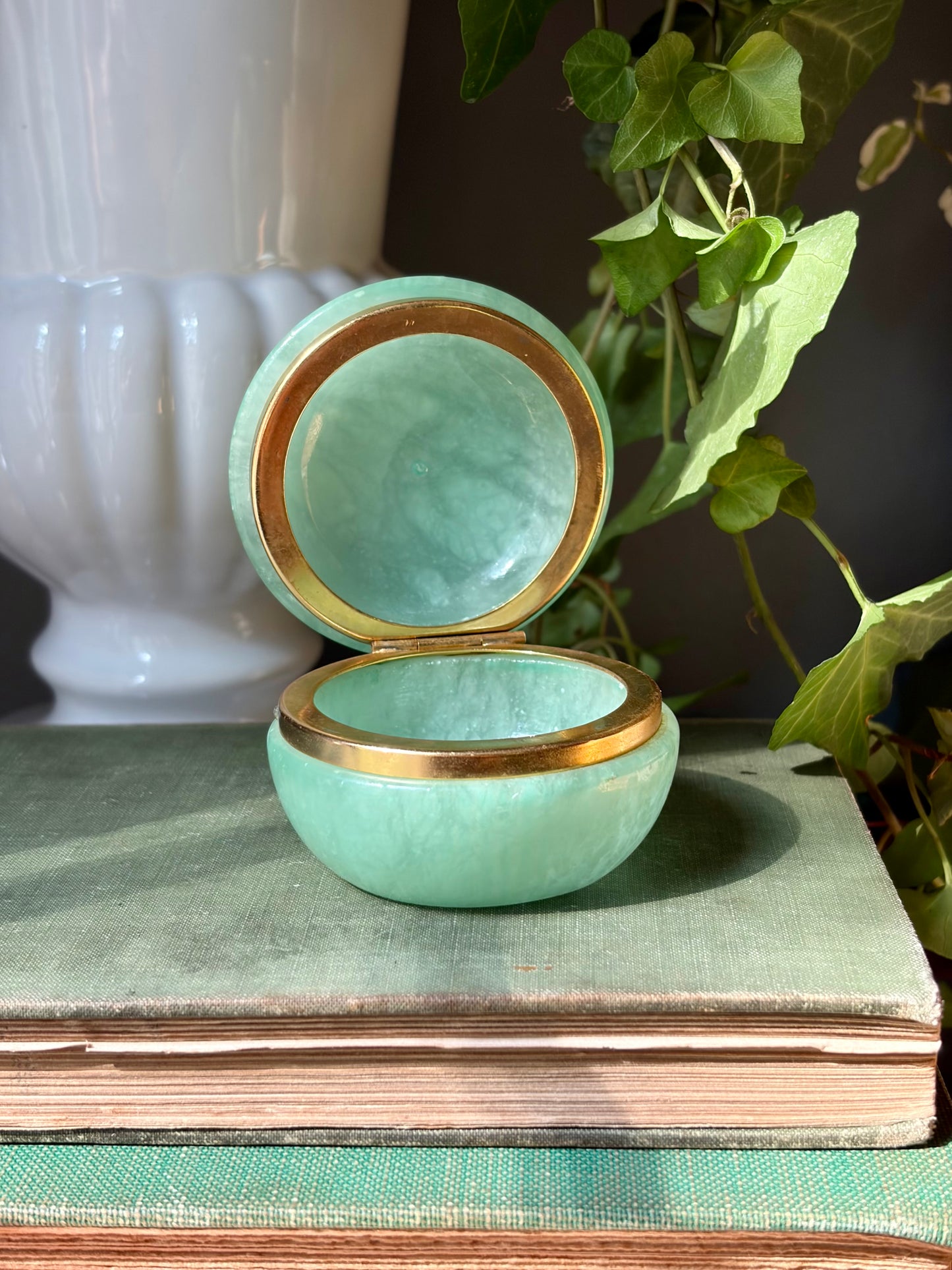Vintage Aqua Italian Alabaster Box