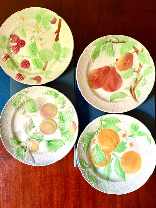 Set of Four French Antique Majolica Plates