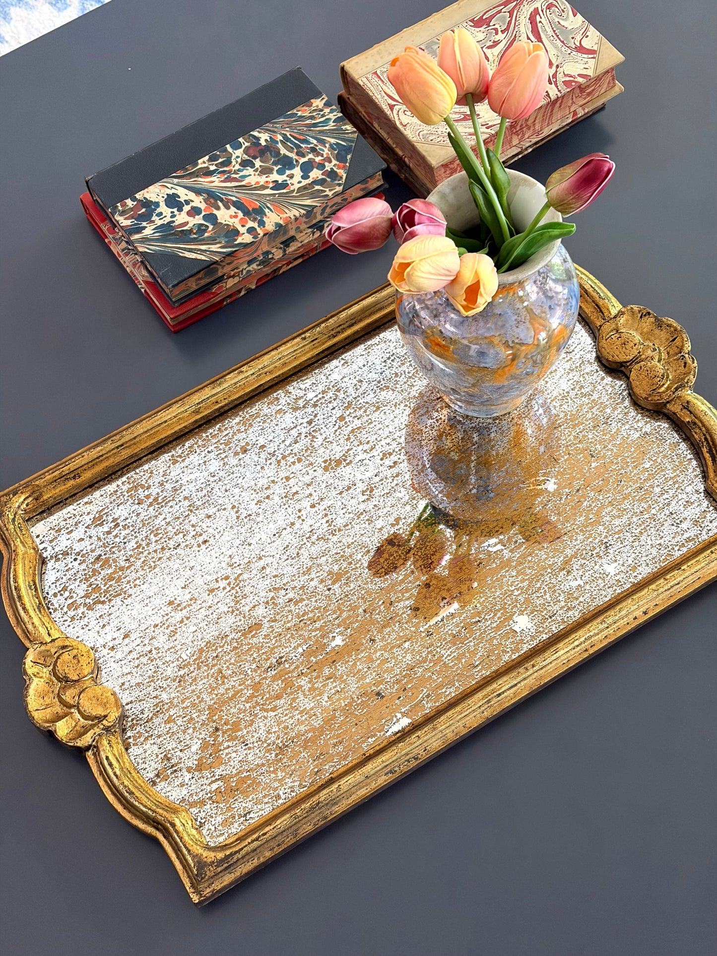 Vintage Florentine Style Mirrored Tray