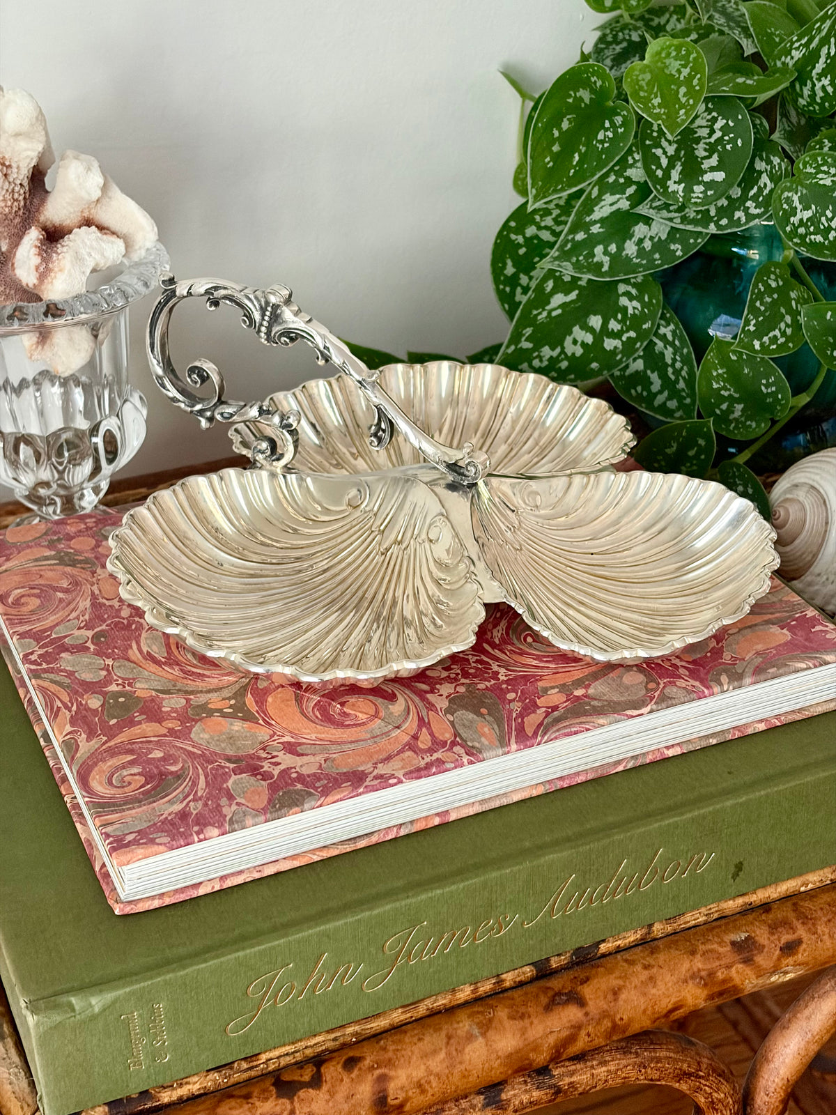 Vintage Silver Plate Shell Serving Dish