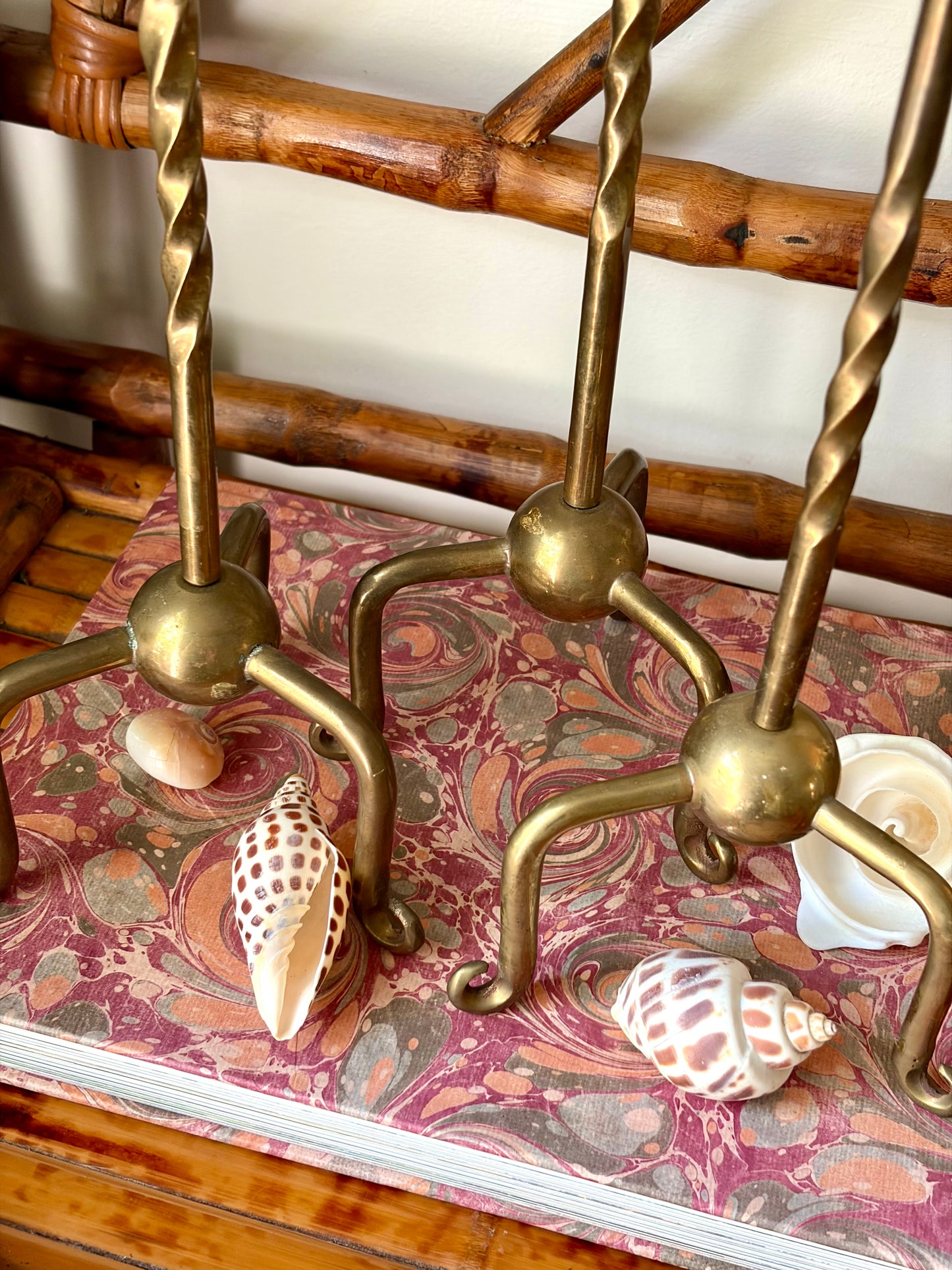 Vintage Trio of Brass Candlesticks