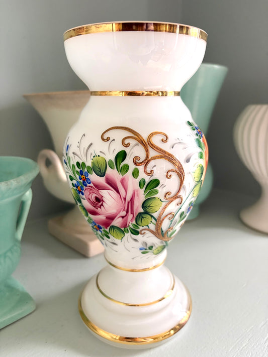 Vintage Hand Painted Bohemian Glass Vase