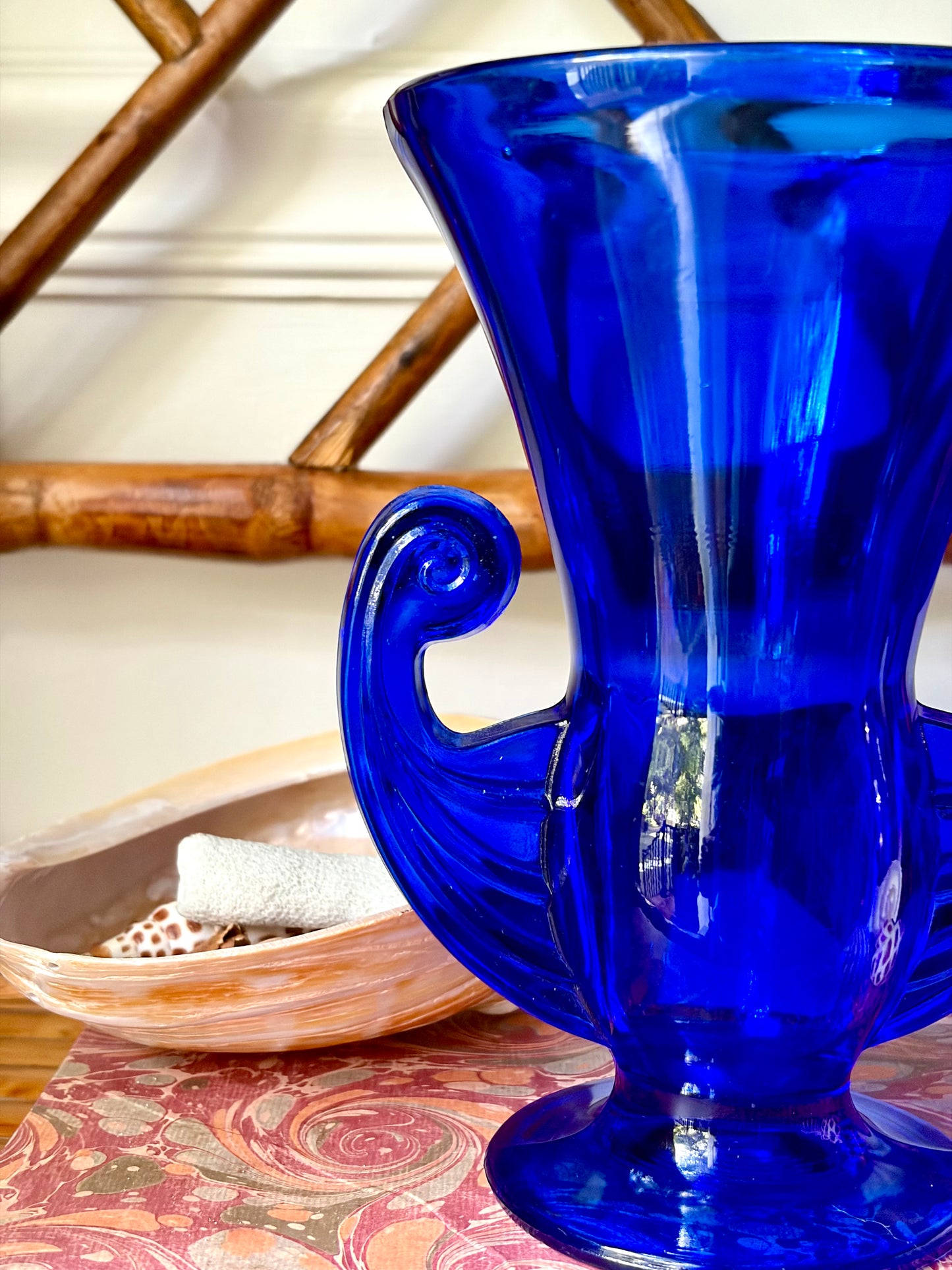 Vintage Cobalt Blue Art Glass Vase