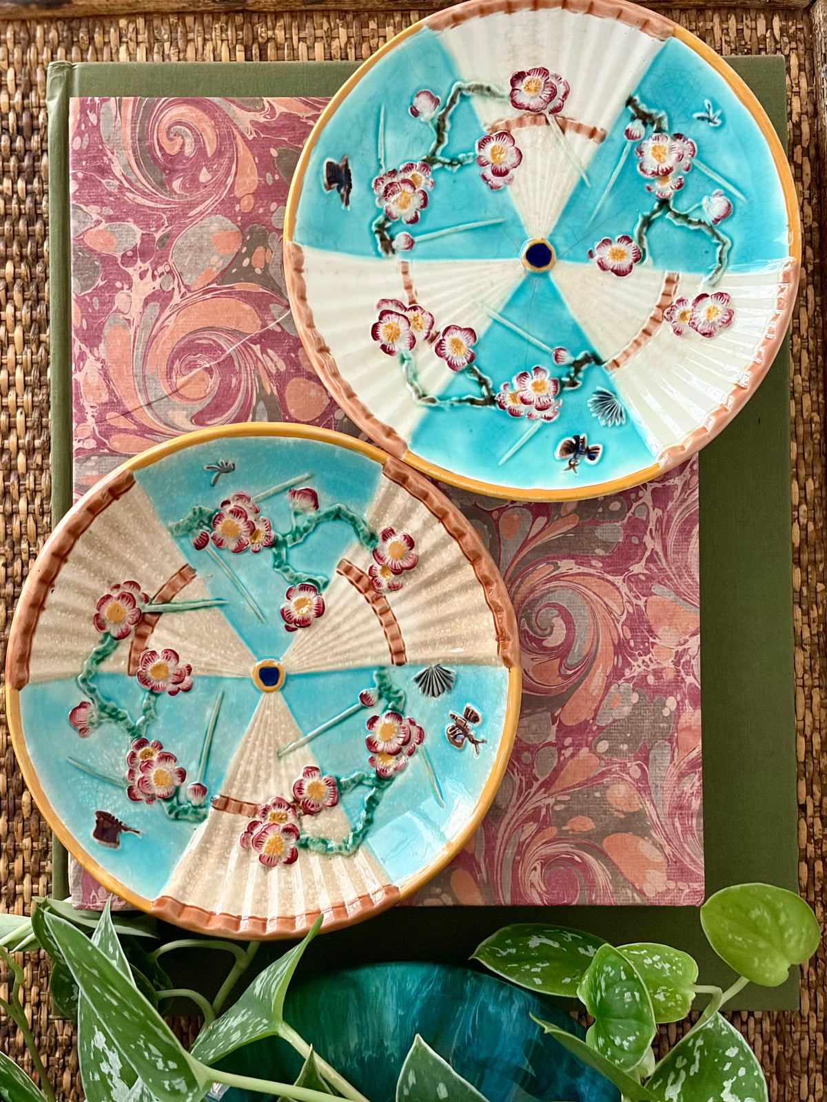 Pair of Antique Wedgewood Majolica Plates
