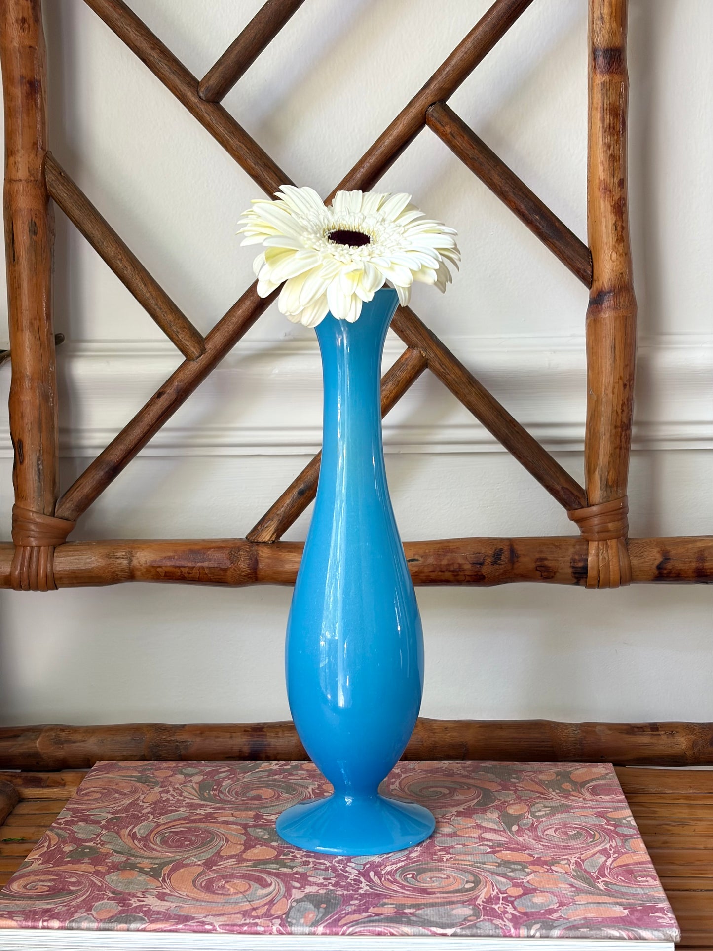 Vintage Blue Opaline Bud Vase