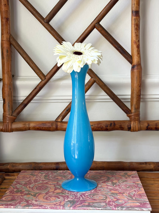 Vintage Blue Opaline Bud Vase