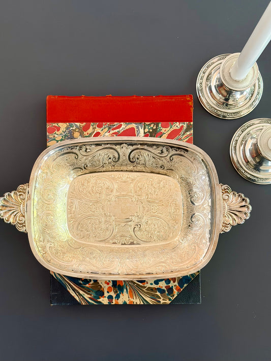 Antique Baker & Ellis Etched Silverplate Tray