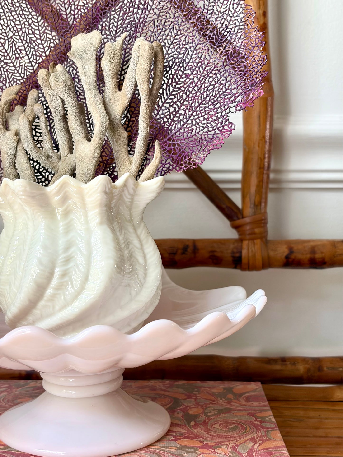 Vintage Belleek Neptune Twisted Vase