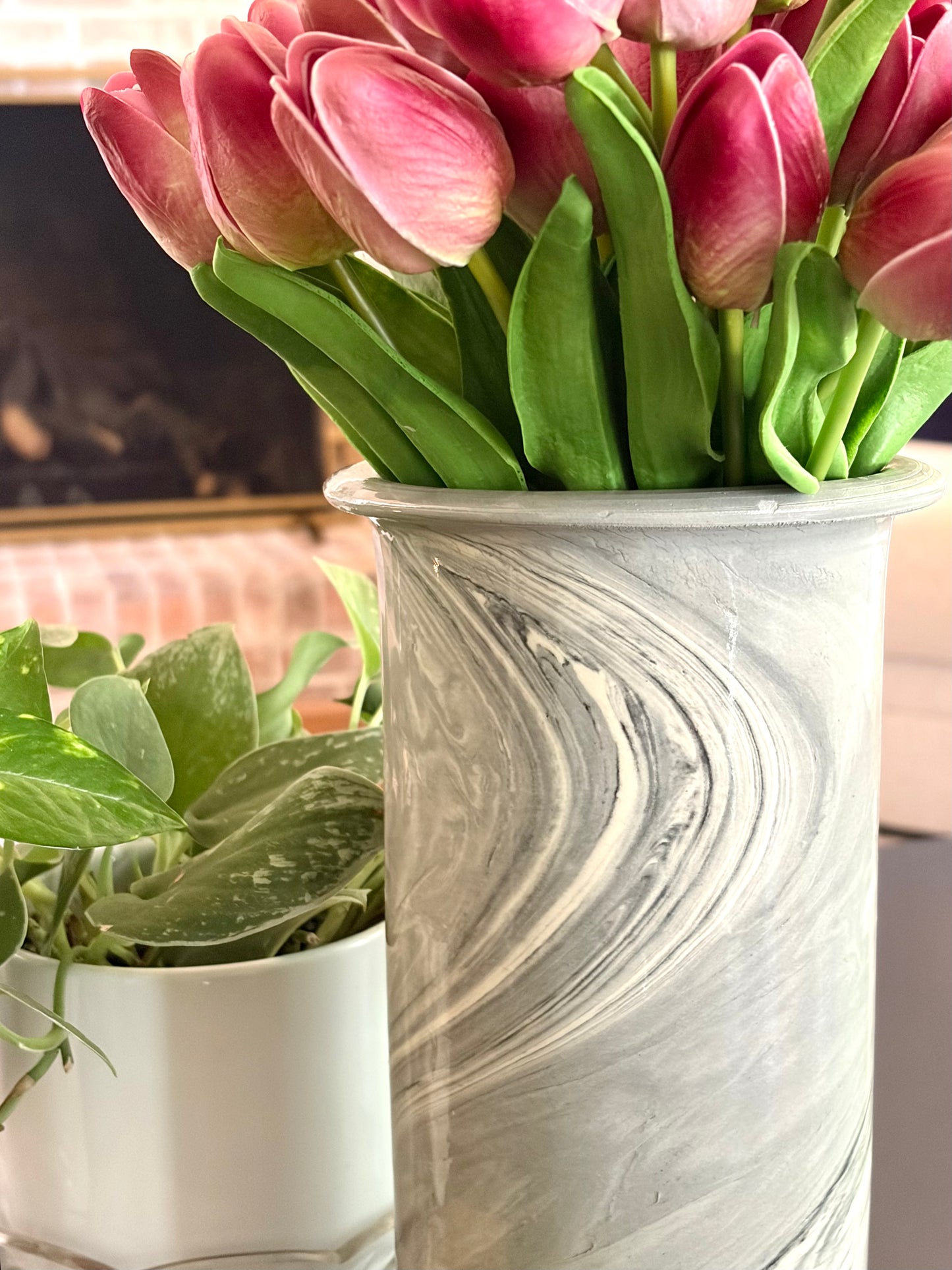 Vintage Nora Fenton High Gloss Marbled Gray Vase