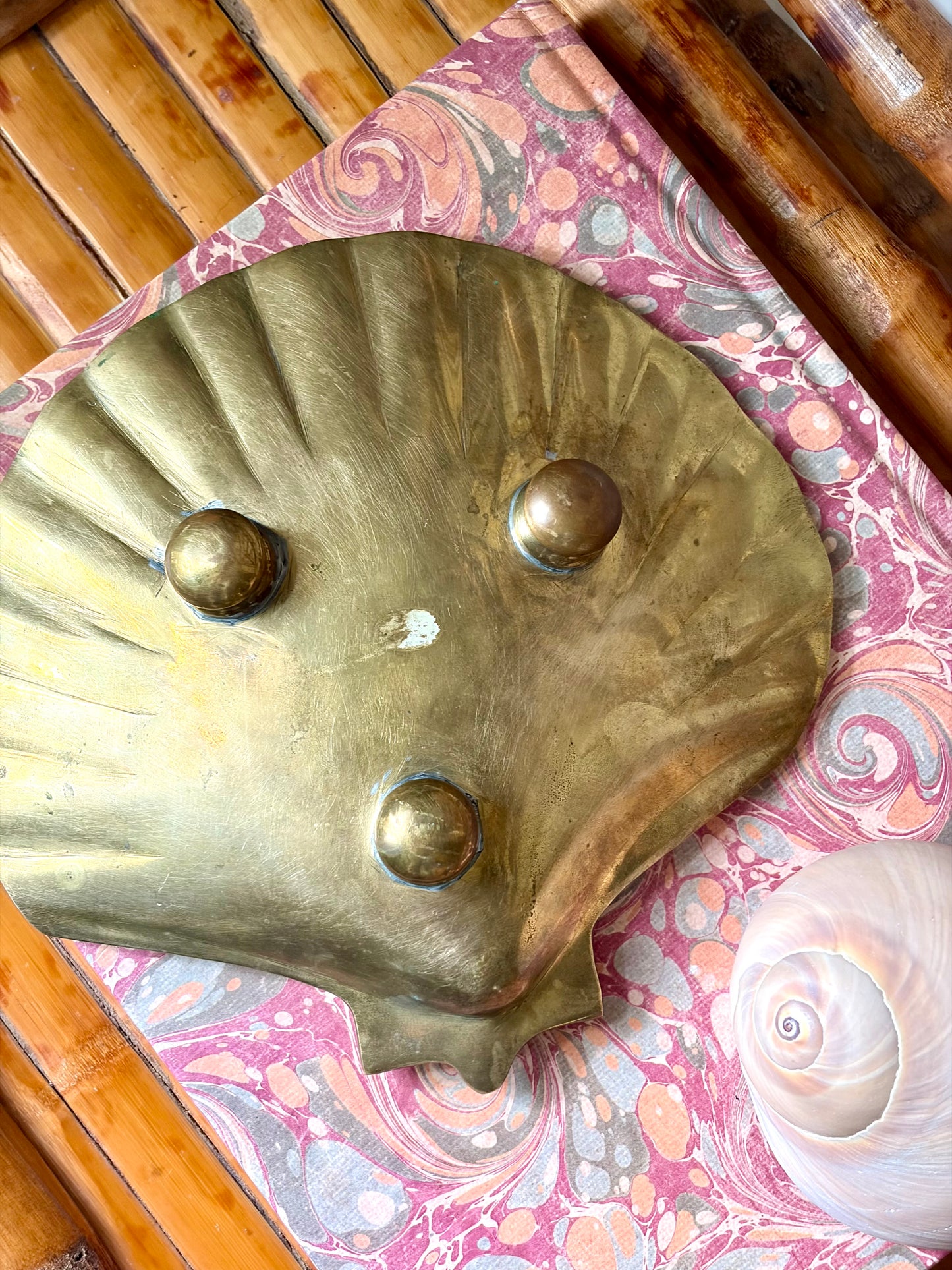 Vintage Footed Brass Shell