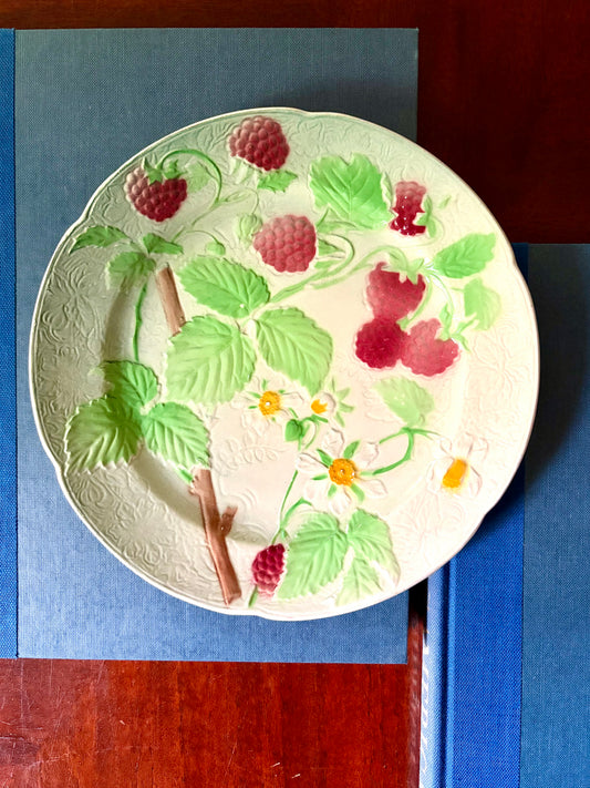 Antique French Majolica Raspberry Plate