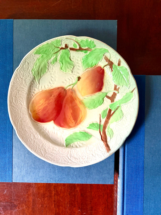 Antique French Majolica Pear Plate