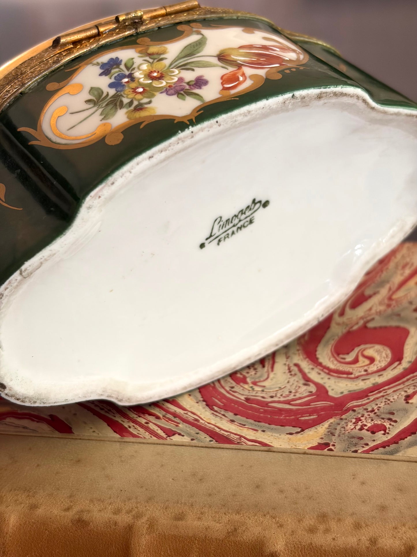 Vintage Large Green Floral Limoges Box
