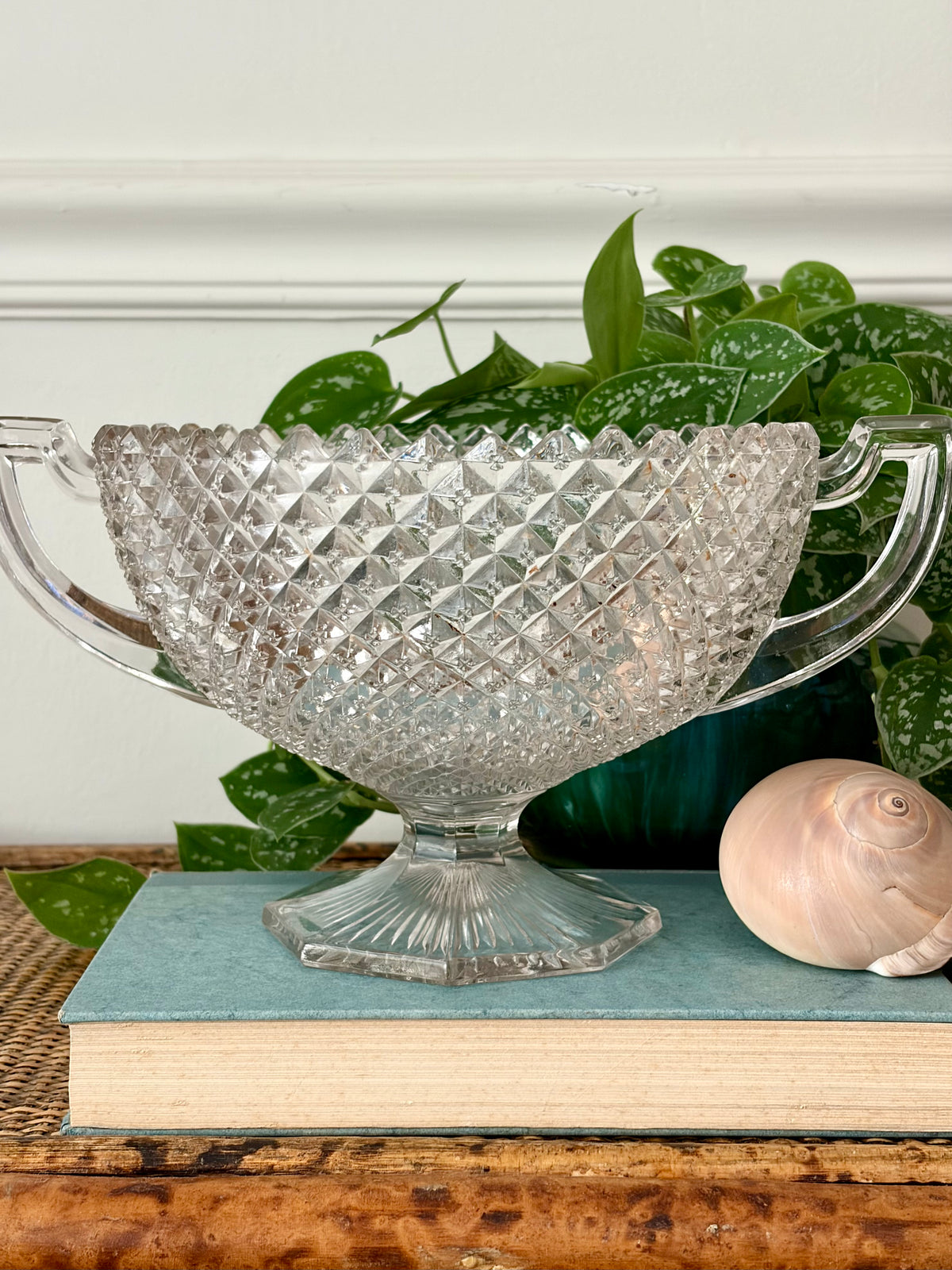 Vintage Cut Glass Pedestal Bowl