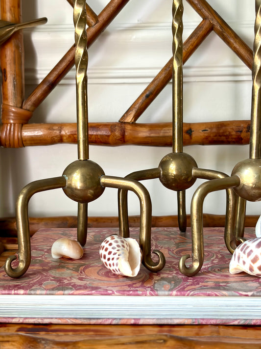 Vintage Trio of Brass Candlesticks