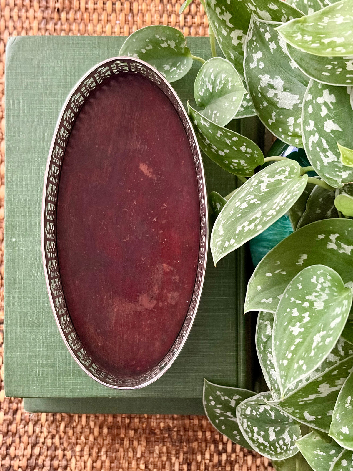 Antique Sterling Silver and Mahogany Gallery Tray