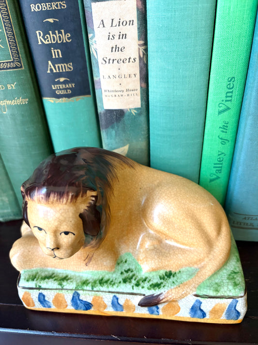 Vintage Staffordshire Style Recumbent Lion
