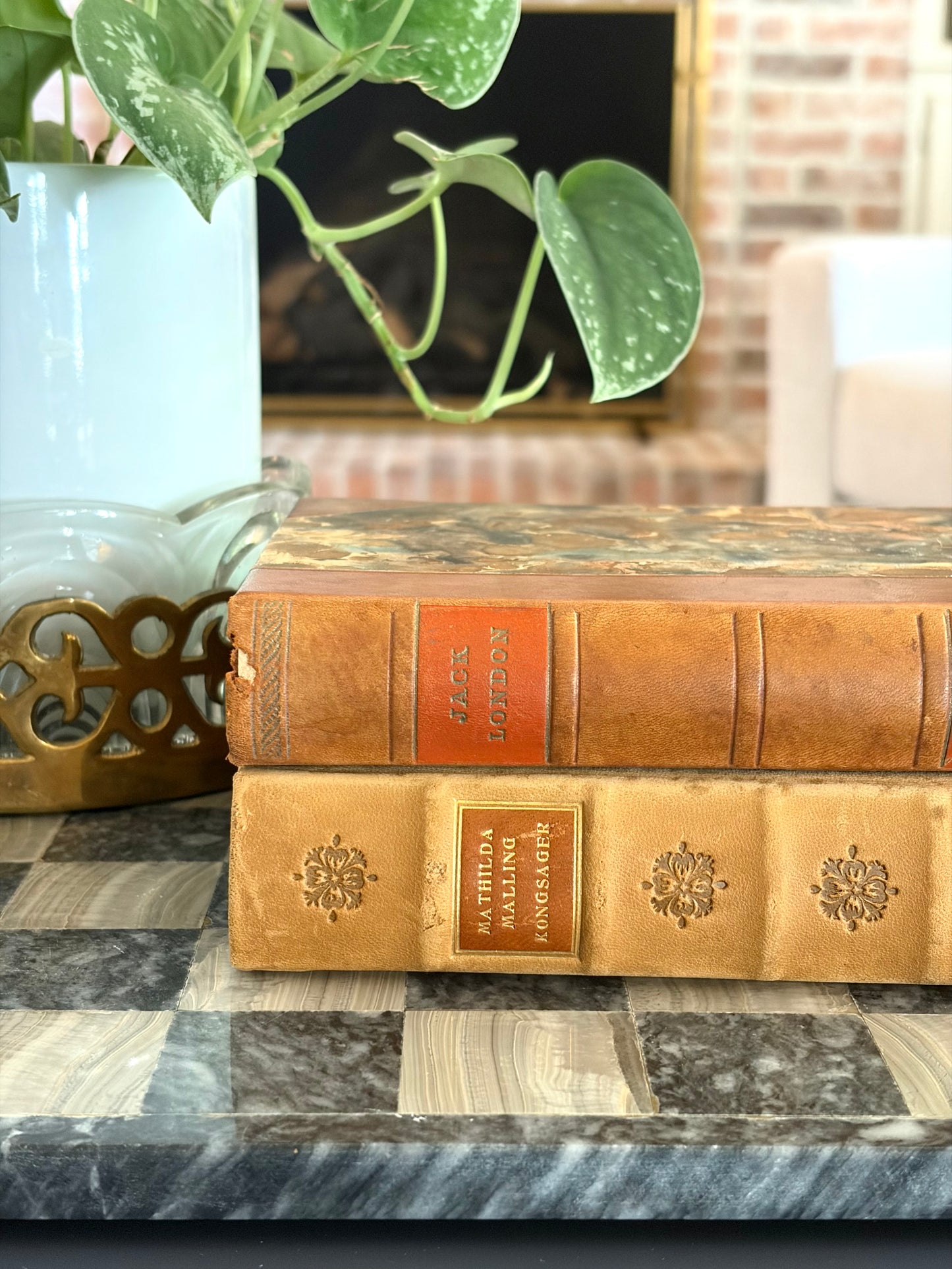 Pair of Vintage Marbled Books