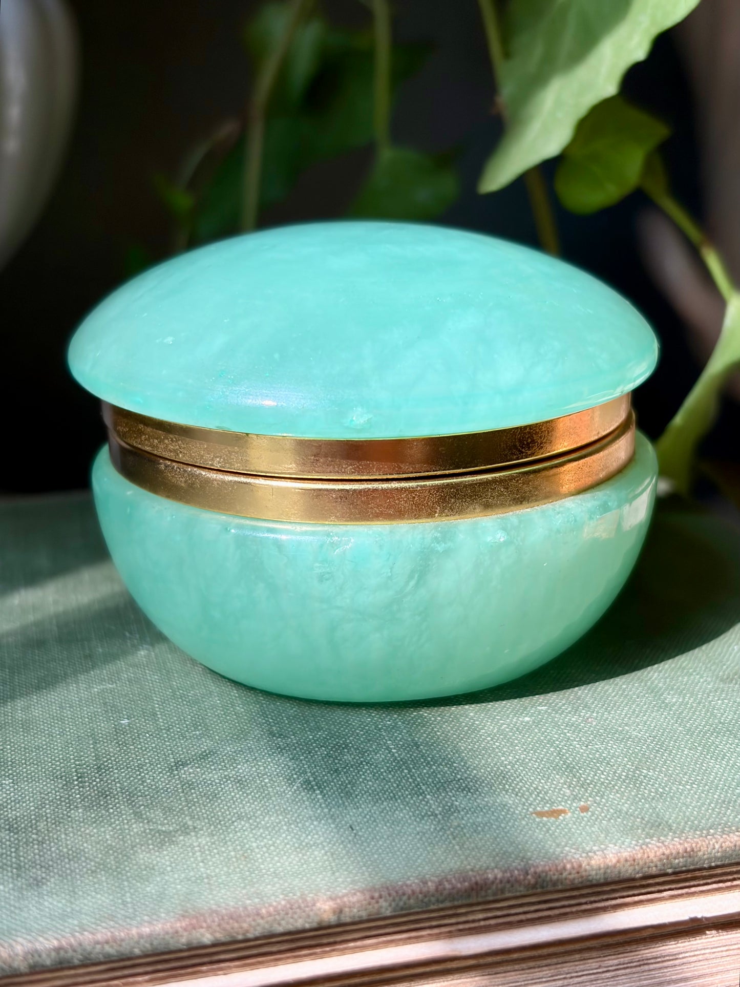 Vintage Aqua Italian Alabaster Box